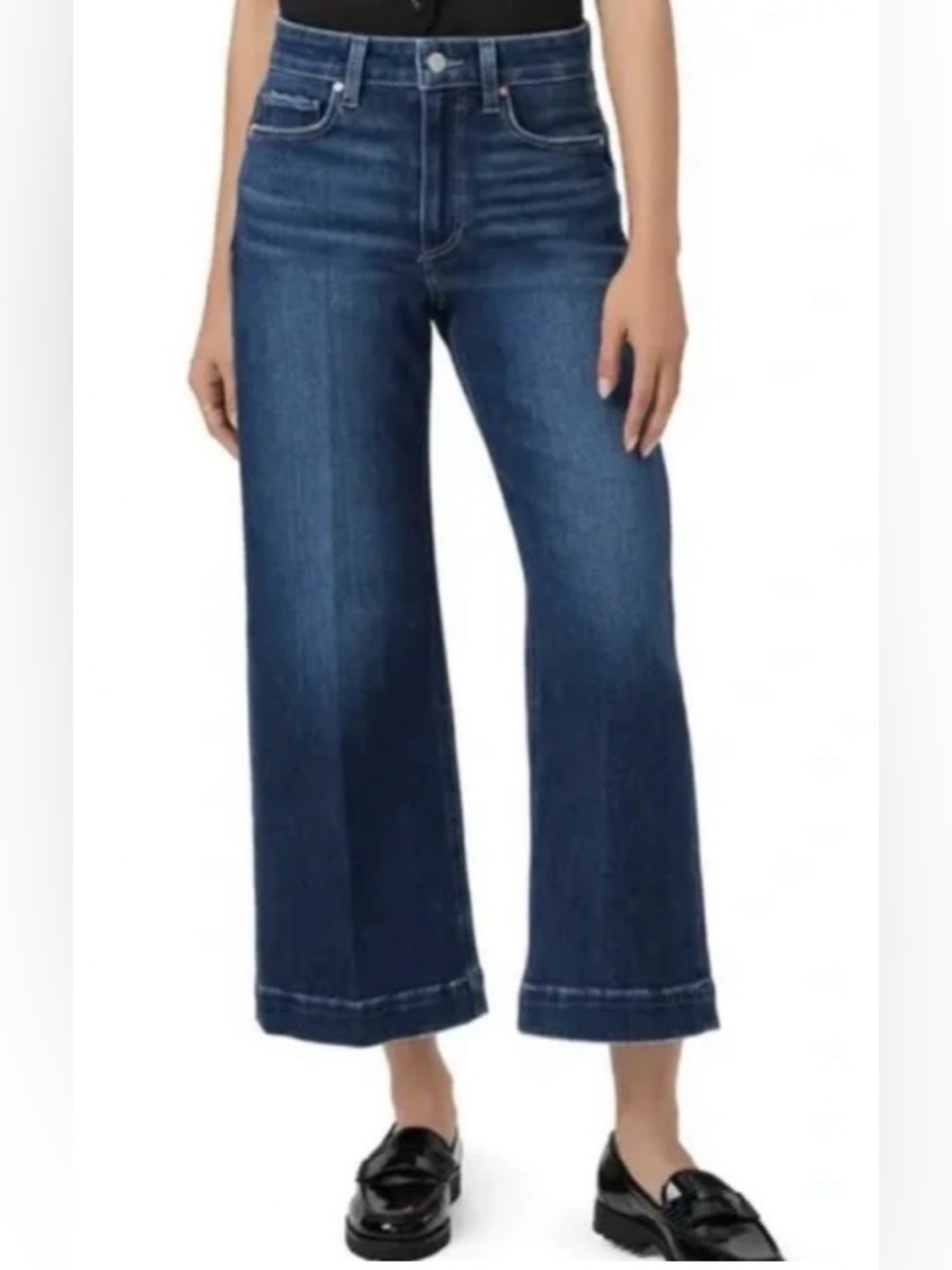 Paige Genesee Crop Wide Leg Jeans in Judie Dark Wash Size 27